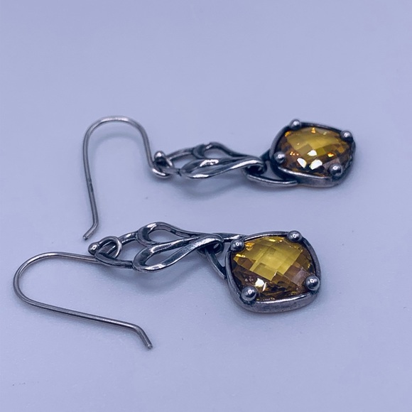 Silpada RARE Sterling Faceted Citrine Heart Dangle French Wire Earrings - Picture 7 of 11